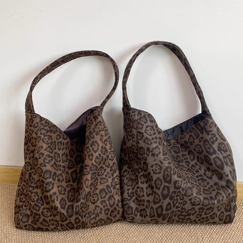 韩版复古豹纹麂皮绒单肩包