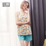 [0 Lee giải phóng mặt bằng] ba khẩu súng mùa hè đồ ngủ của phụ nữ cotton nhà quần áo in quần short không tay cotton thiết lập nhà phụ nữ - Bộ Pajama pijama lụa cao cấp