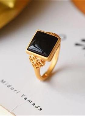 方形戒指复古高贵小方戒气质高雅