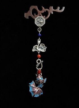 烧蓝锦鲤压襟旗袍汉服宫廷风挂件