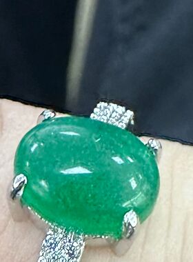 新款925纯银戒指女镶嵌阳绿荧光