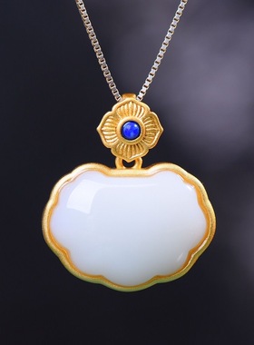 吉祥如意银镀金色项链小众设计气质百搭吊坠项链优雅民族风女士款