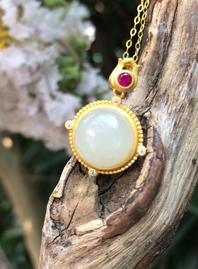 平安扣吊坠银镀金项链小众设计气