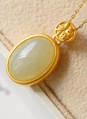 个性设计高级小众轻奢椭圆石福字