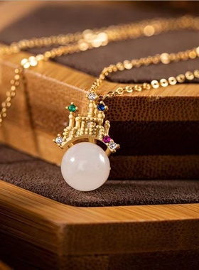 银镀金镶嵌圆珠挂坠项链女士款时尚吊坠锁骨小众设计气质百搭吊坠