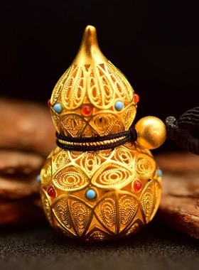 藏宝阁八宝花丝葫芦吊坠古法传