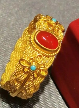 龙凤华戒指金色宫廷花丝结婚同款