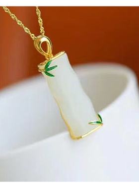 新中式925银竹节吊坠项链挂坠女