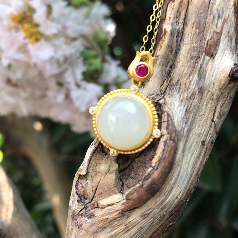 平安扣吊坠银镀金项链小众设计气质百搭简约风吊坠项链女式