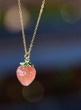 草莓吊坠银镀金简约小巧精致轻奢