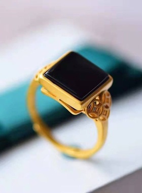 方形戒指复古高贵小方戒气质高雅