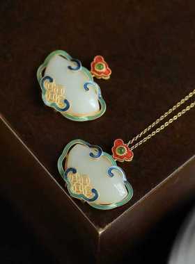 镂空如意宫廷款烧蓝吊坠毛衣链