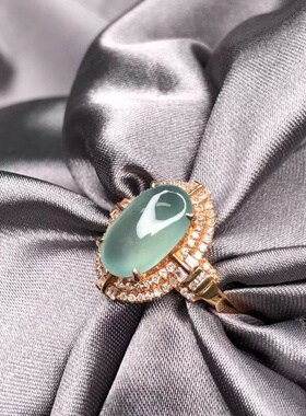 蓝水戒指起荧光银镶嵌时尚精致百