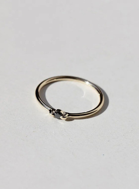 克罗地亚设计黑石极简纤细戒指时