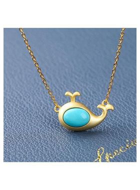 女款镀金套链配小鲸鱼绿松石吊坠