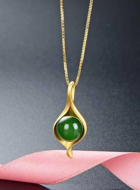 小众设计气质百搭时尚项坠碧绿色吊坠项链新中式民族风吊坠女士款