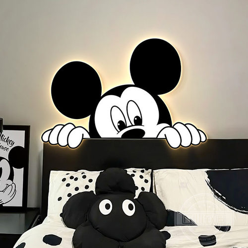 米奇儿童房装饰画床头发光壁画