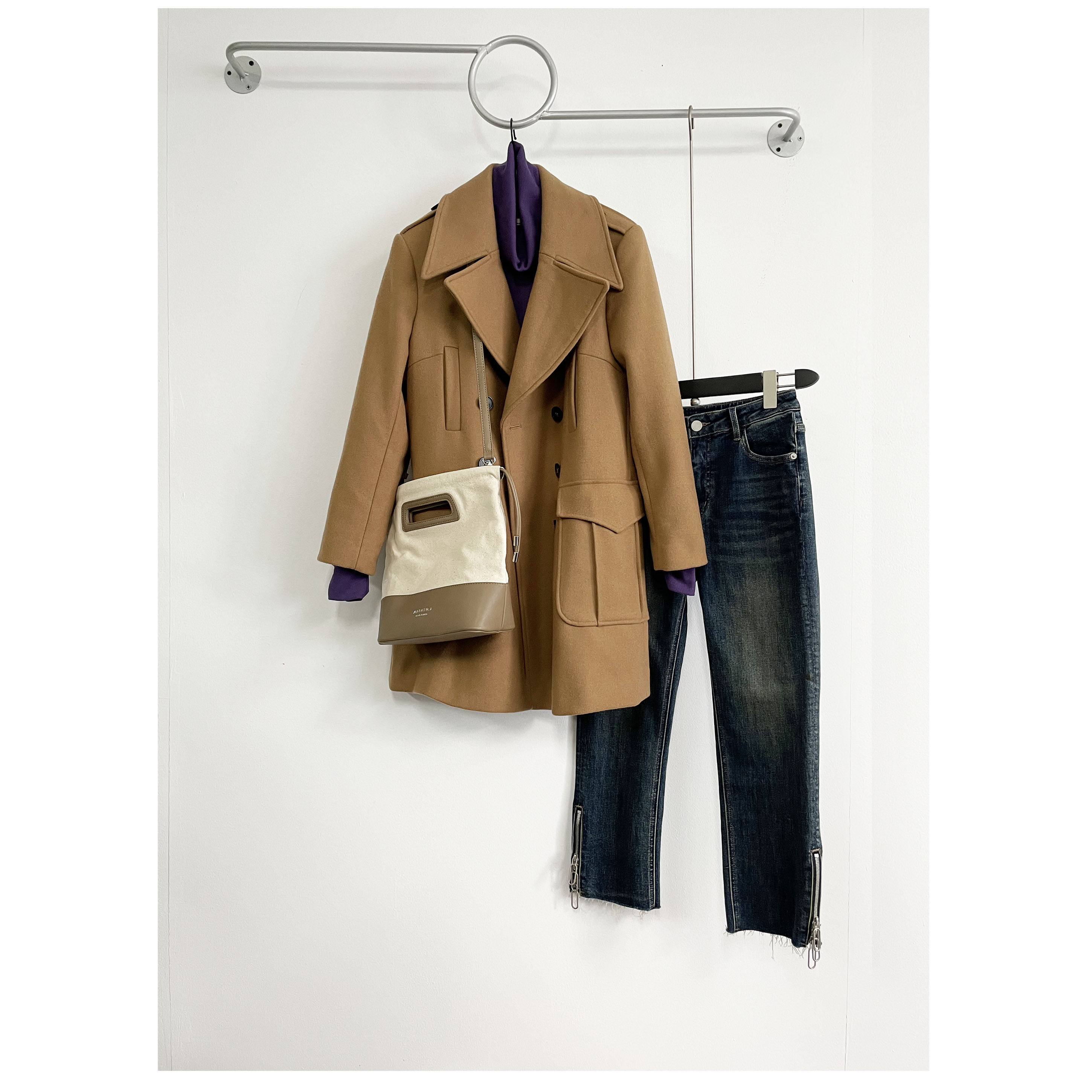 羊毛呢子大衣 女士 工装款 秋冬新品 外贸原单 中性风 个性 百搭