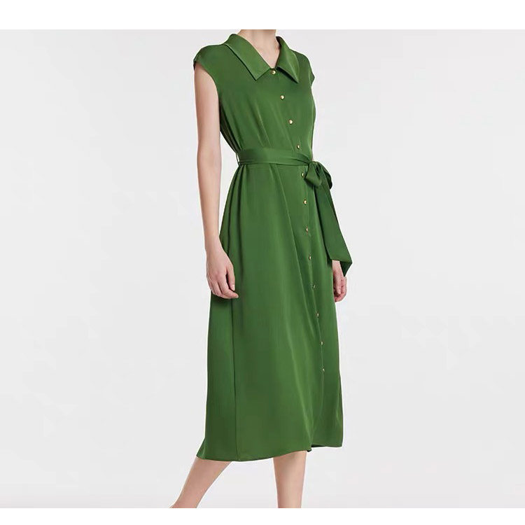 新品 22姆米弹力双乔真丝连衣裙 森林绿 优雅气质 前后两穿 元单