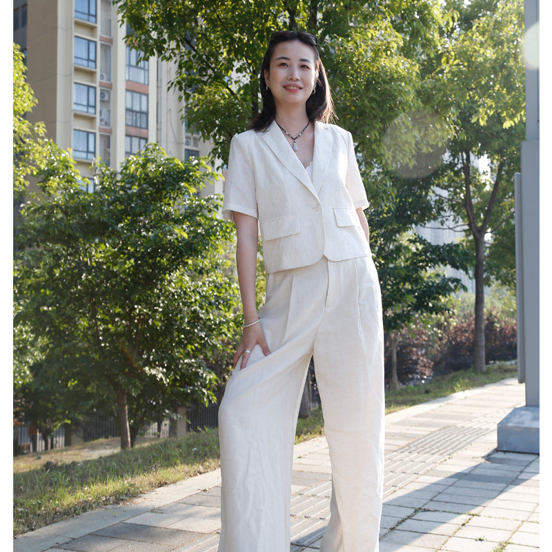 可路莎专柜正品252395A西装短外套2026年夏季口袋翻领女装短袖