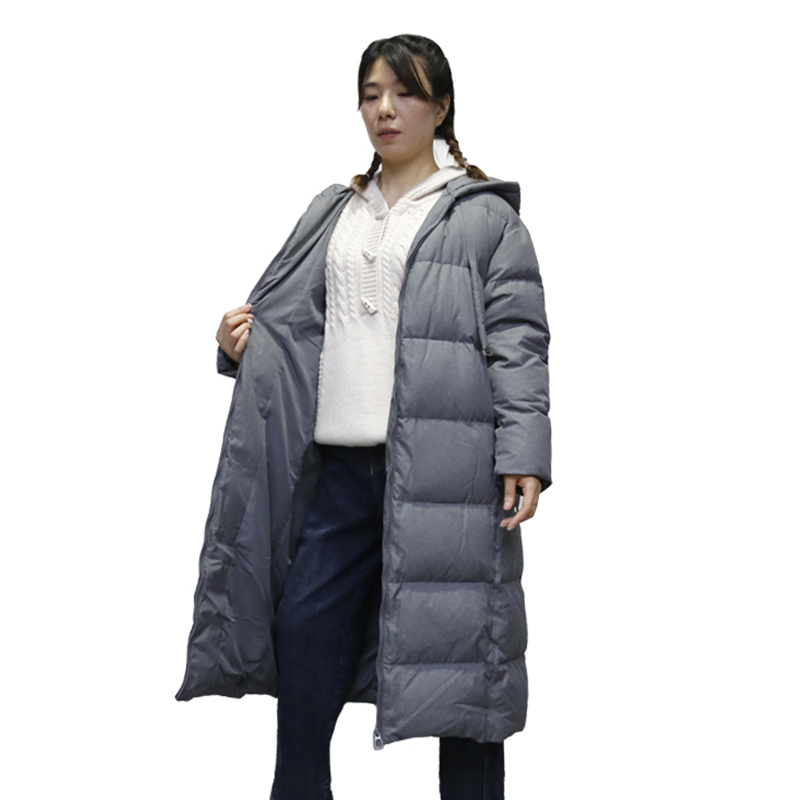 可路莎247820长款羽绒服 冬季新品宽松款连帽茧型羽绒服 加厚保暖