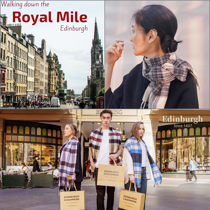 英国爱丁堡格纹女士山羊绒围巾