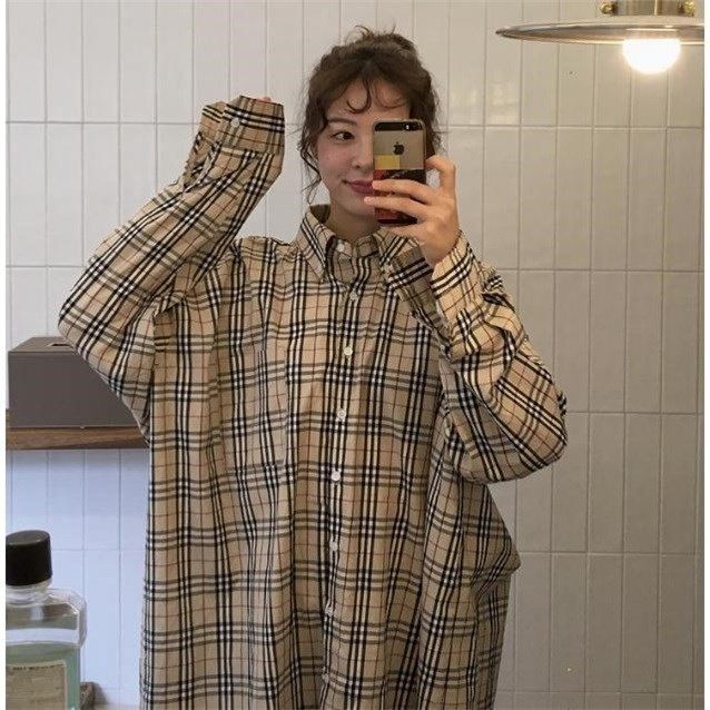 ulzzang衬衣长袖格子衬衫女学生韩版宽松衣服春秋上衣学院风外套|ruв категории Женская одежда, рубашка - от Buy2taobao.com для оказания профессиональной услуги покупки агента Taobao