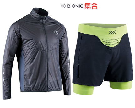 官网现货X-BIONIC男士跑步夹克 防风防雨透气微弹力运动外套 短裤