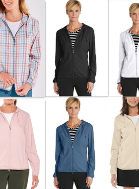 现货Coolibar轻薄可收纳防晒衣防紫外线皮肤衣夹克女UPF50+ 01418