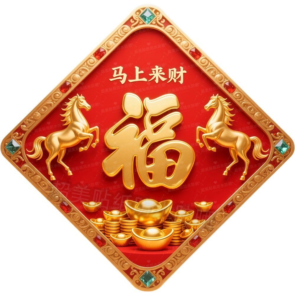 马年红红火火马上来财福字贴纸墙上入户大门冰箱春节过年福字贴画,家居饰品,门贴,淘宝优惠券,粉丝福利购,淘宝优惠卷