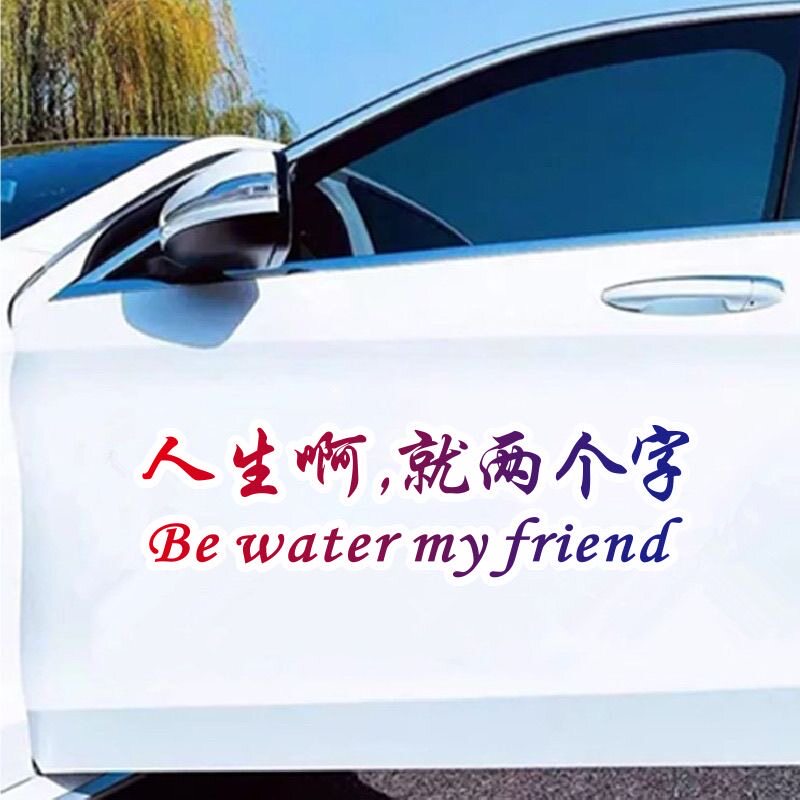 人生啊就两个字车贴周星驰创意个性文字车身后玻璃装饰车门贴纸画 - 实物图