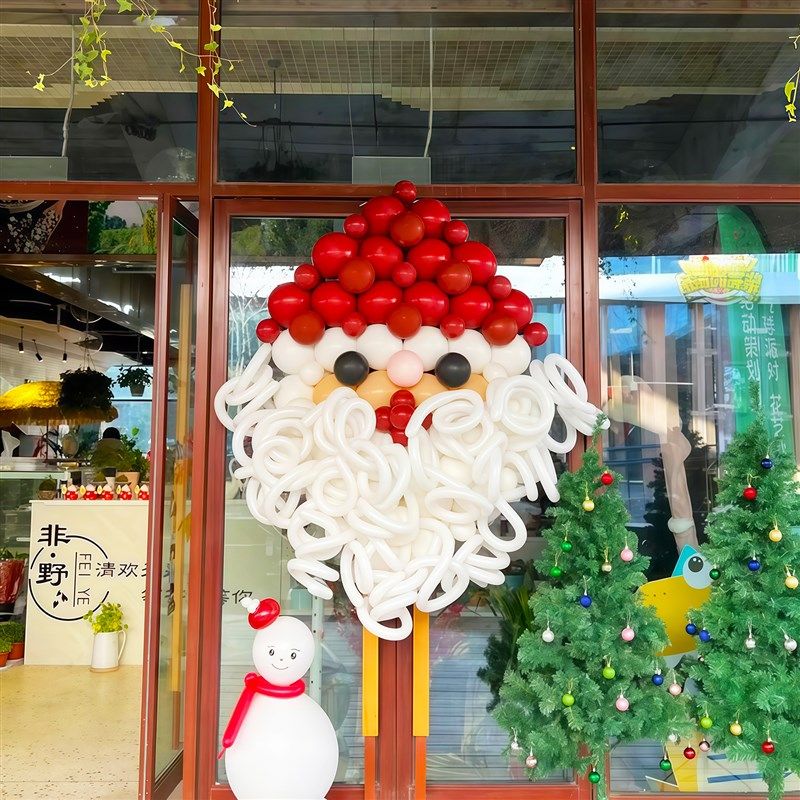 圣诞老人气球装饰场景布置窗户装饰氛围拍照道具christmas装饰品