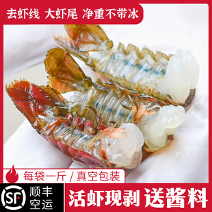 412新鲜现剥龙虾尾去虾线无冰衣大号小龙虾尾500g(每包500克)顺丰