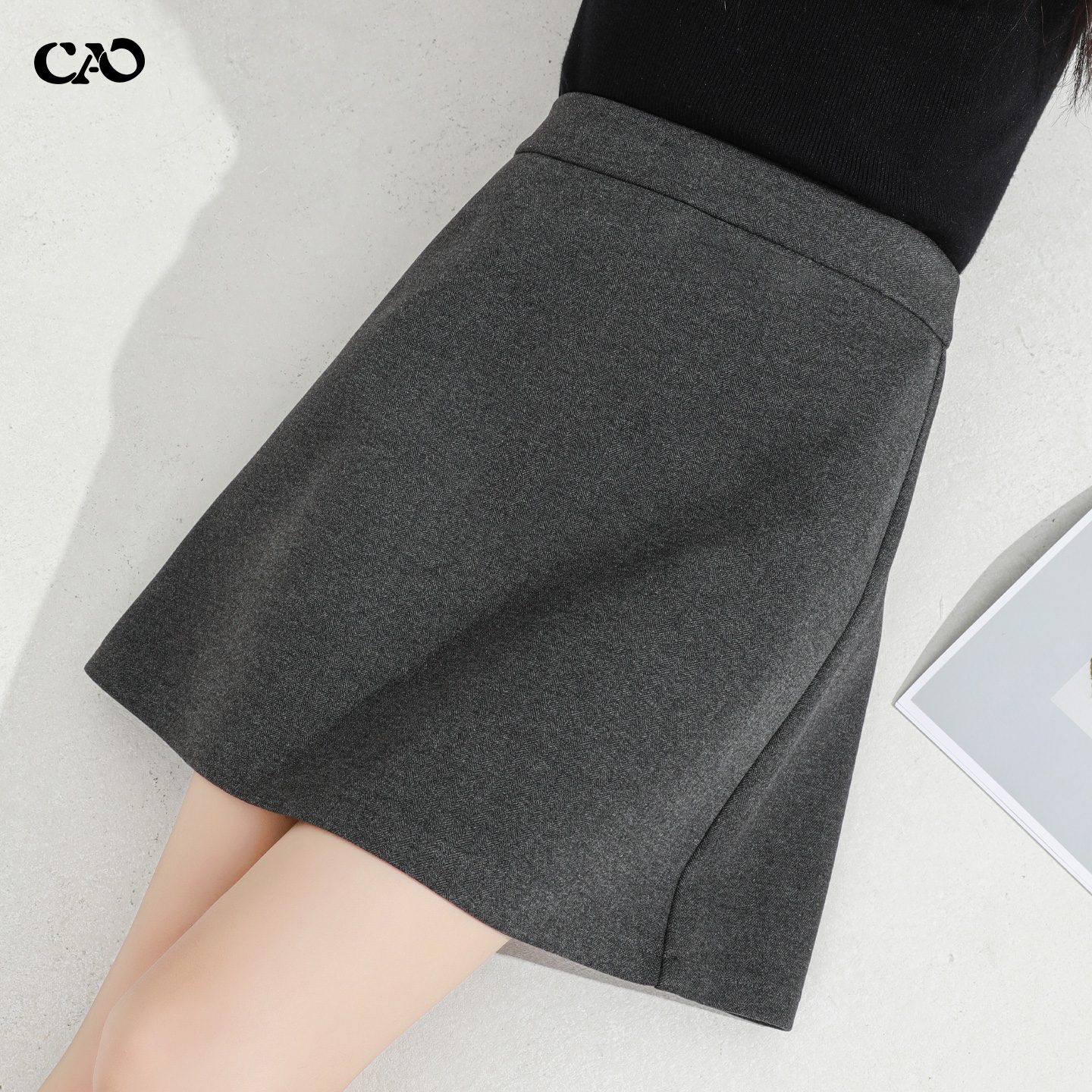 灰色毛呢半身裙女2025春季新款
