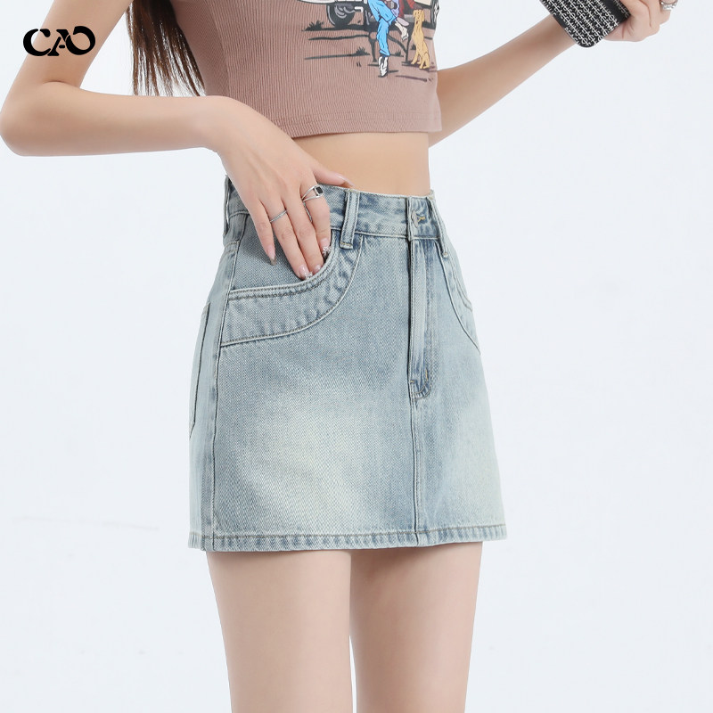 牛仔半身裙女2026夏季新款修身显瘦遮胯防走光辣妹A字包臀短裙子