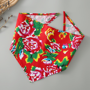 东北大花布头巾薄款潮流网红街头骑行旅游丝巾围巾运动防晒三角巾