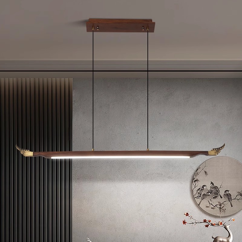 寻真客厅餐厅木艺新中式吊灯