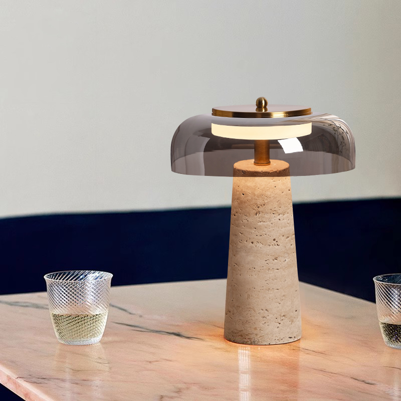 侘寂风卧室床头灯洞石台灯