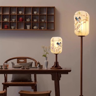 新中式落地灯中古风禅意客厅立式装饰灯宋氏美学布艺实木卧室台灯