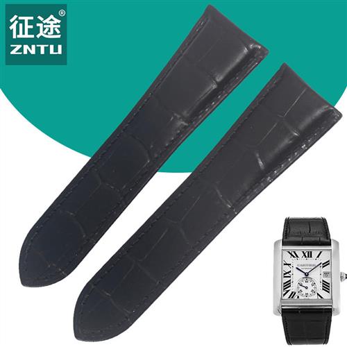 征途适用于卡地亚Tamnk法国坦克W5330003男超大手表带黑色25mm