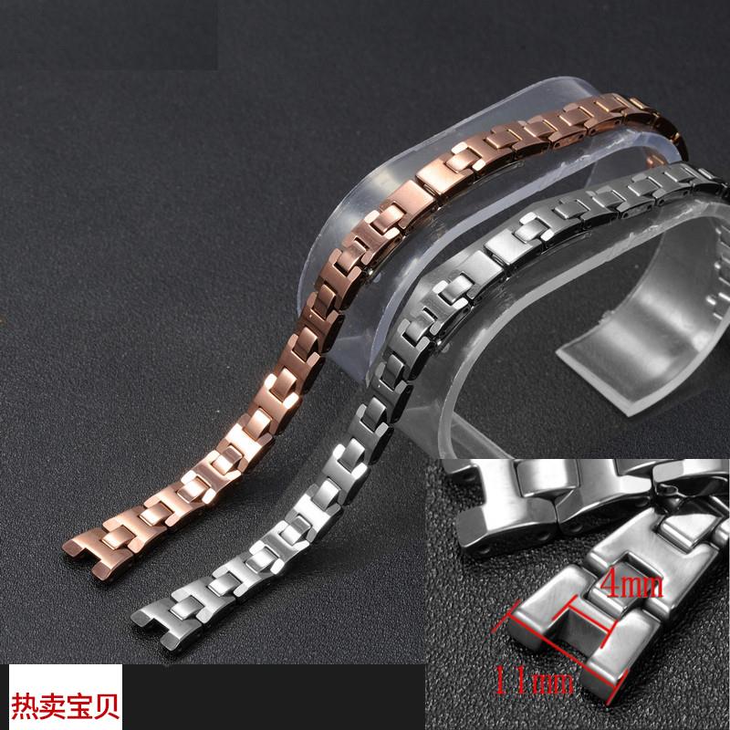 适配原厂carty钨钢表带手表带凹口宽11凹4mm宽9凹3mm钢色金色配件