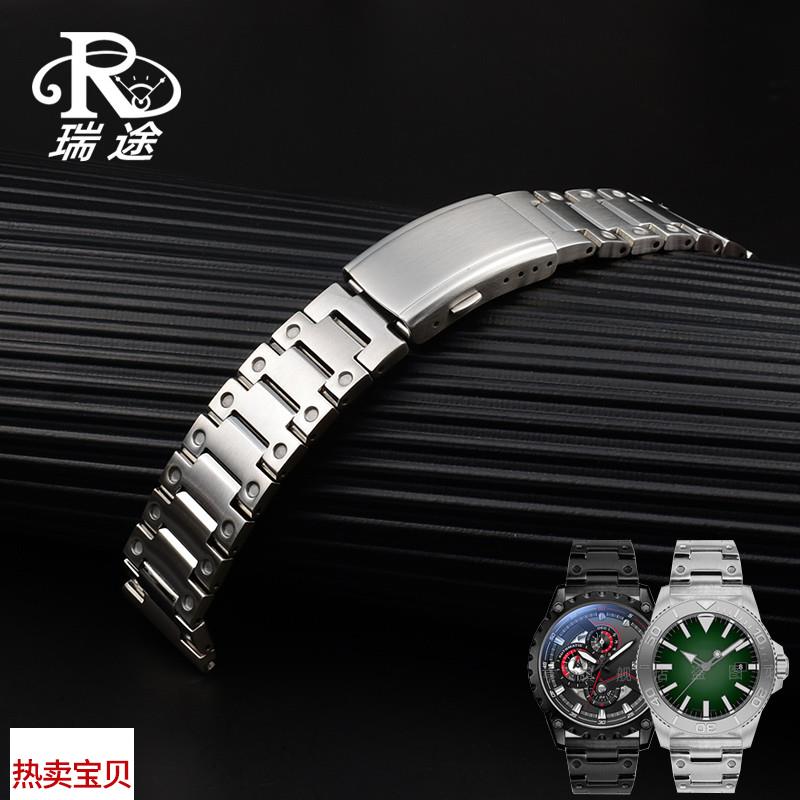适配原厂不锈钢金属表链手表带钢带配件华为GT卡西欧EFR-303表带2