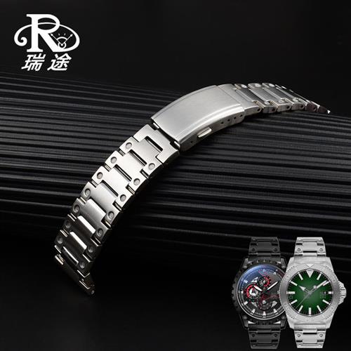 不锈钢金属表链手表带钢带配件适配华z为GT卡西欧EFR-303表带22mm