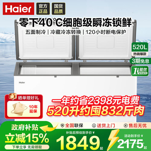 【海尔官方店】大容量全冷冻冰柜