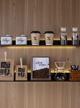 样板间厨房餐边柜咖啡主题软装摆件搭配组合展厅售楼部咖啡装饰品