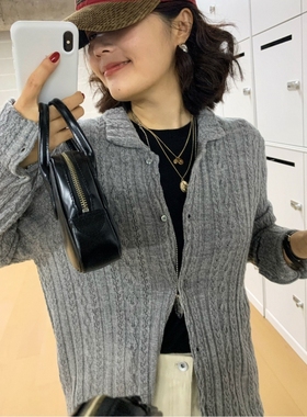 cmeter【简约不简单】秋冬新款绵羊毛休闲针织开衫毛衣女