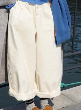 CMETER秋冬磨毛阔腿裤直筒裤阔腿裤休闲裤女