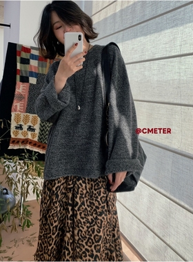 cmeter 全羊毛慵懒随性宽松秋冬款圆领套头毛衣女