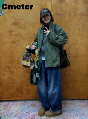 cmeter中长款工装内胆两件套棉服外套