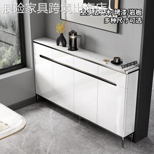 浪险超薄简约实木餐边柜轻奢岩板小户窄型靠墙客餐厅一体25储物30
